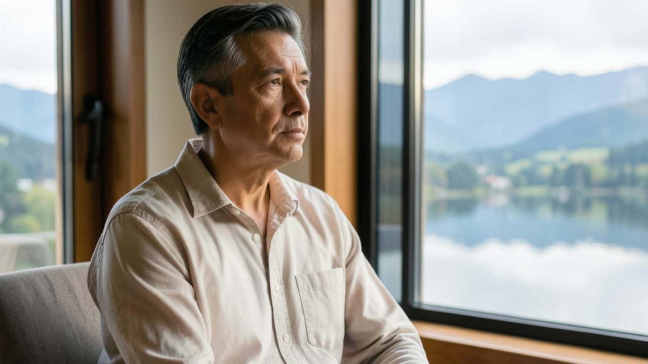 Man, rustig en reflectief