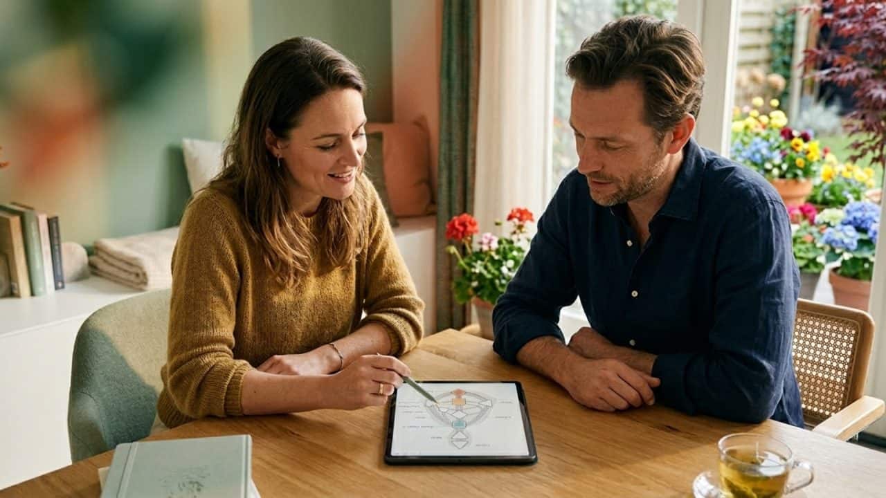 coach en cliënt bekijken samen een Human Design chart