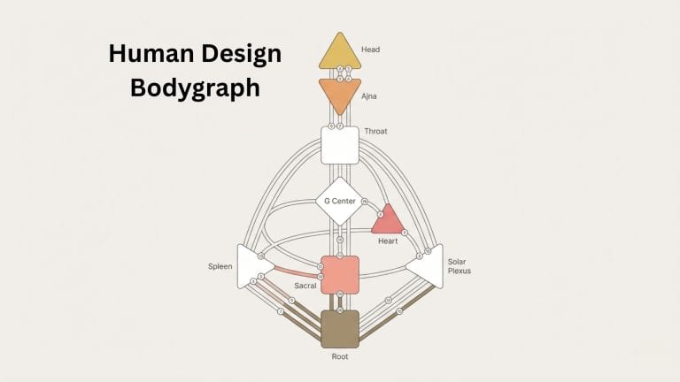 Human Design chart bodygraph met energiecentra, kanalen en poorten uitgelegd voor beginners