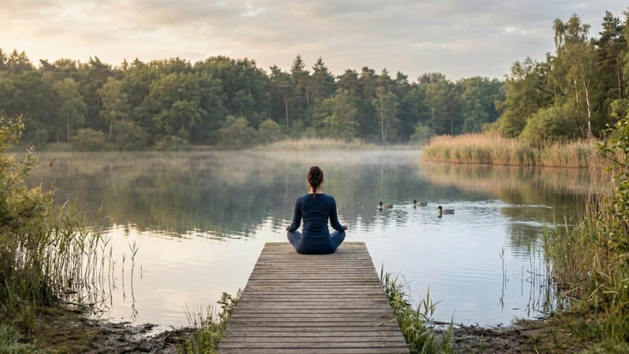 Rustig natuurbeeld dat balans en ontspanning symboliseert bij stress verminderen