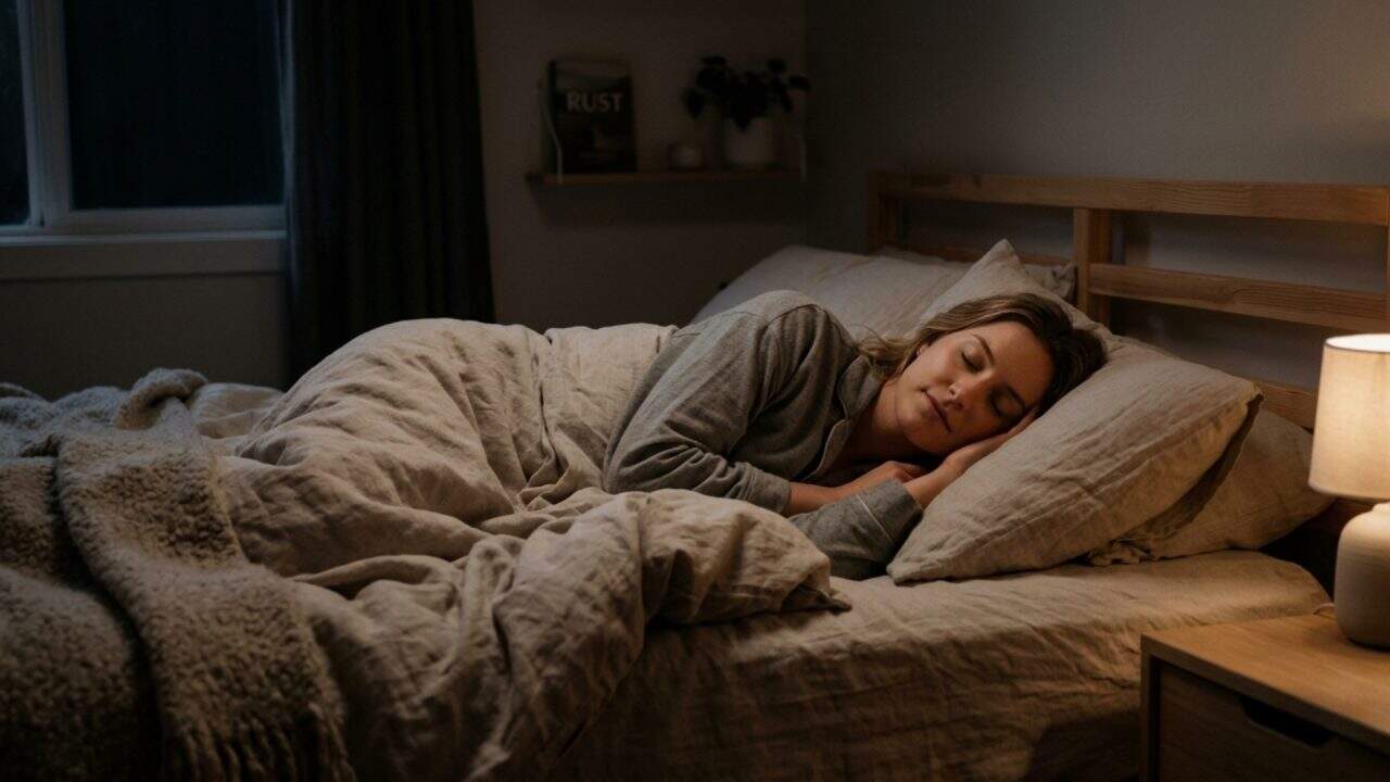 persoon ligt ontspannen in bed en bereidt zich voor op een goede nachtrust